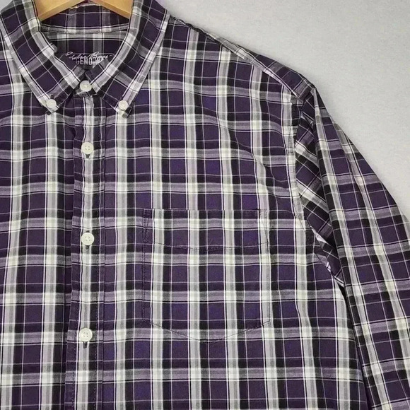 Eddie Bauer Mens Plaid Button Down Collar Shirt M Legend Wash Classic Fit Purple - Picture 6 of 15